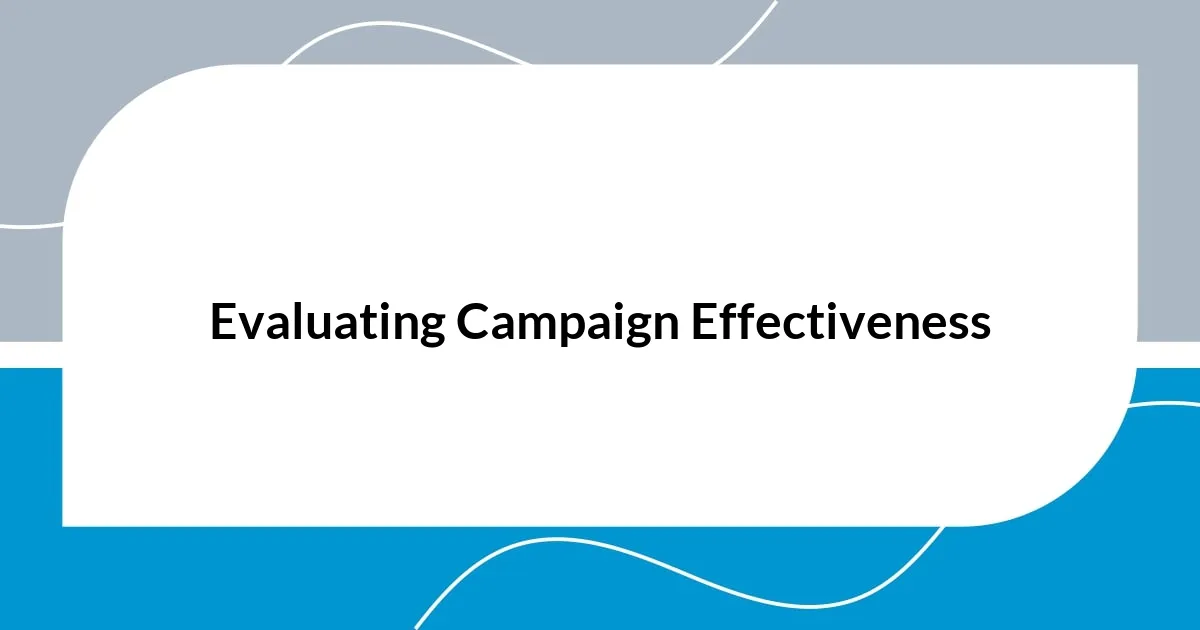 Evaluating Campaign Effectiveness
