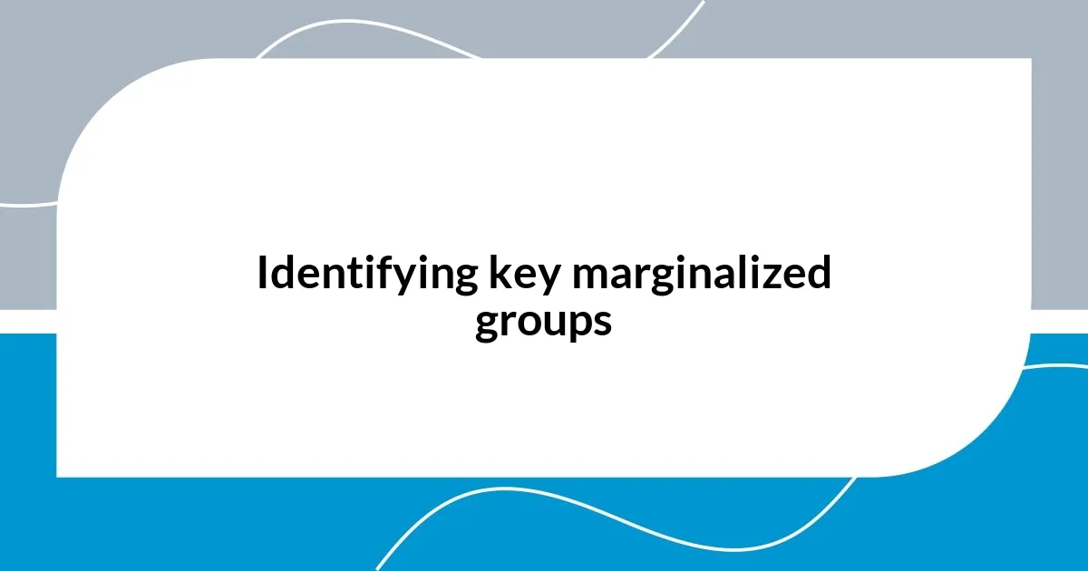 Identifying key marginalized groups