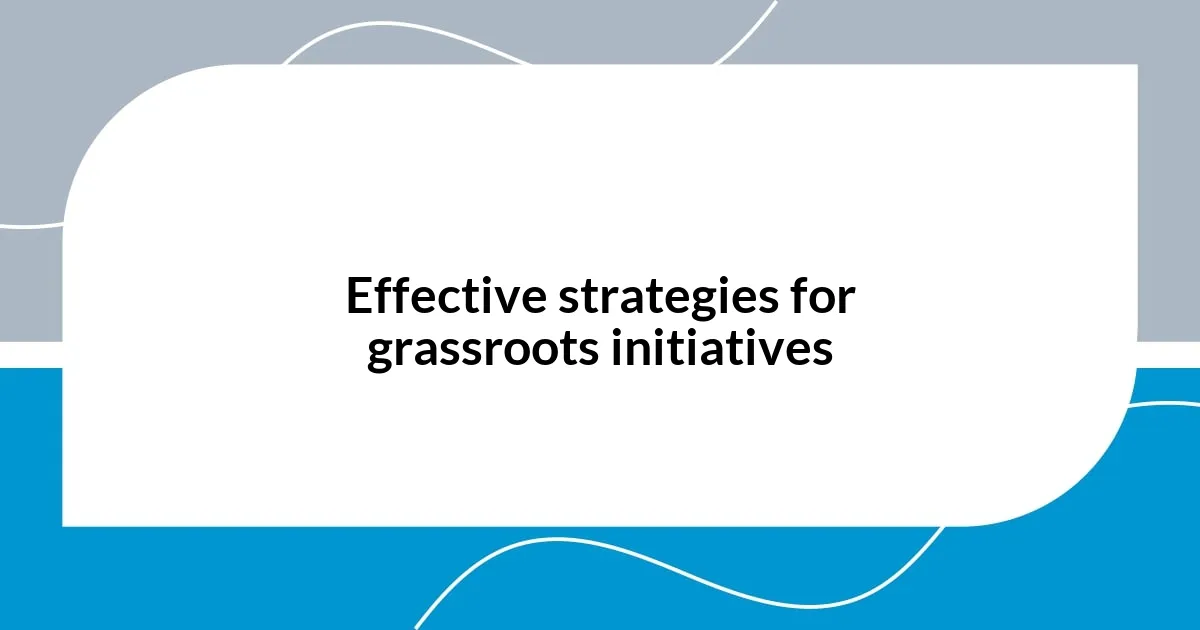 Effective strategies for grassroots initiatives